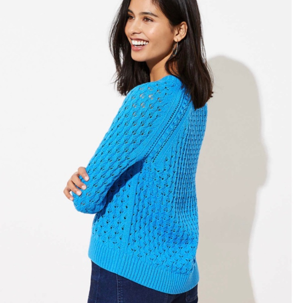 Loft Petite Bobble Pointelle Sweater Size M - Picture 3 of 3